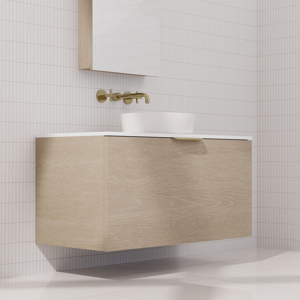 Zoe - 900mm Coastal Oak Wall Hung Vanity