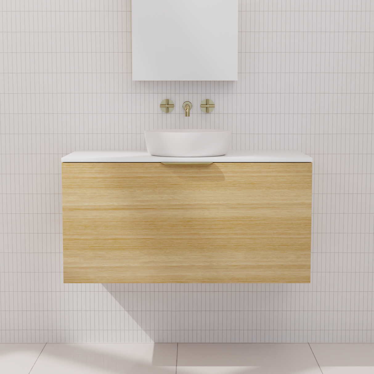 Zoe - 900mm Light Oak Wall Hung Vanity