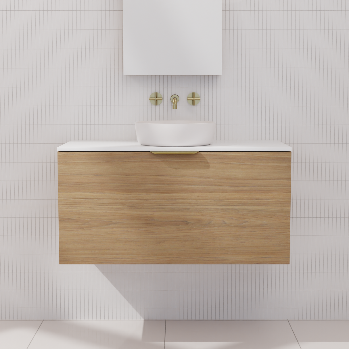 Zoe - 900mm Prime Oak Wall Hung Vanity