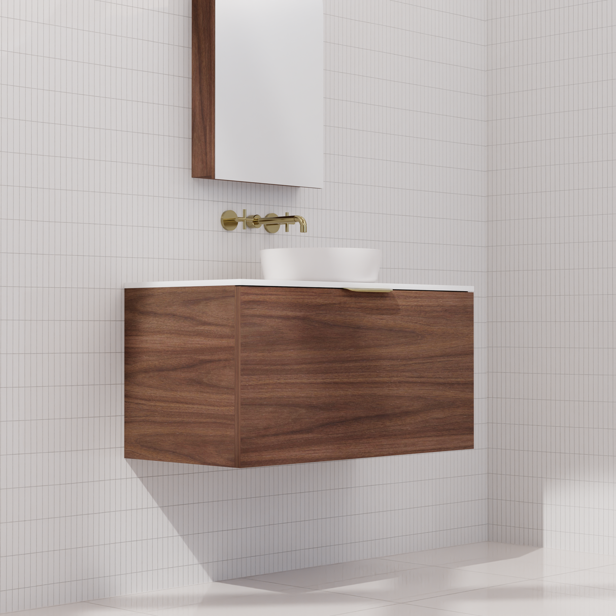 Zoe - 900mm Walnut Wall Hung Vanity