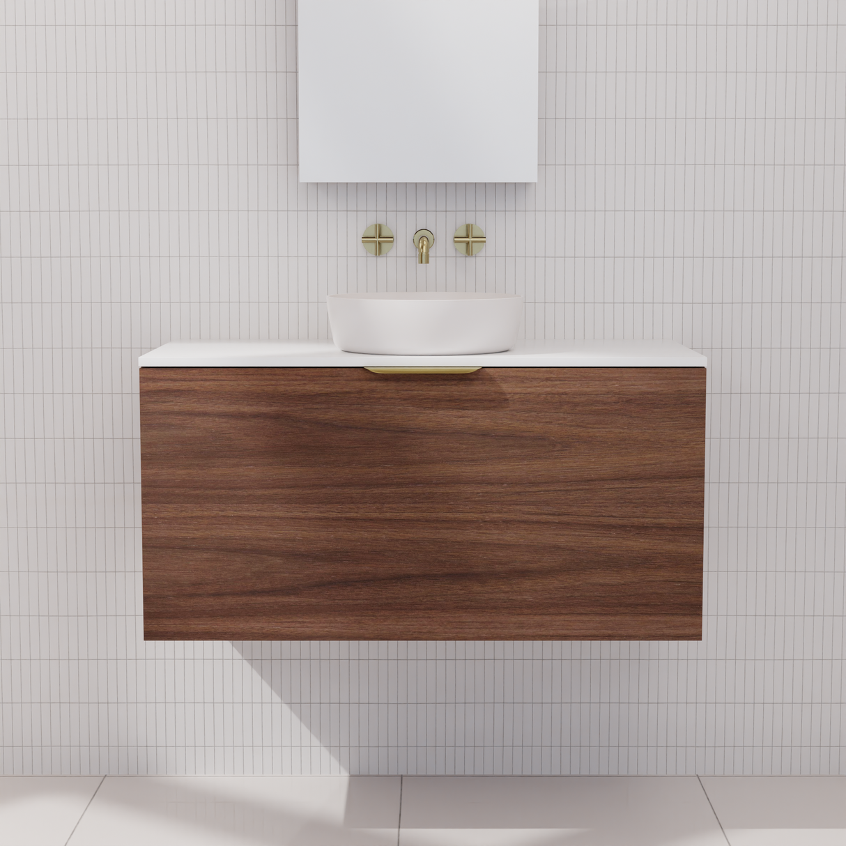 Zoe - 900mm Walnut Wall Hung Vanity