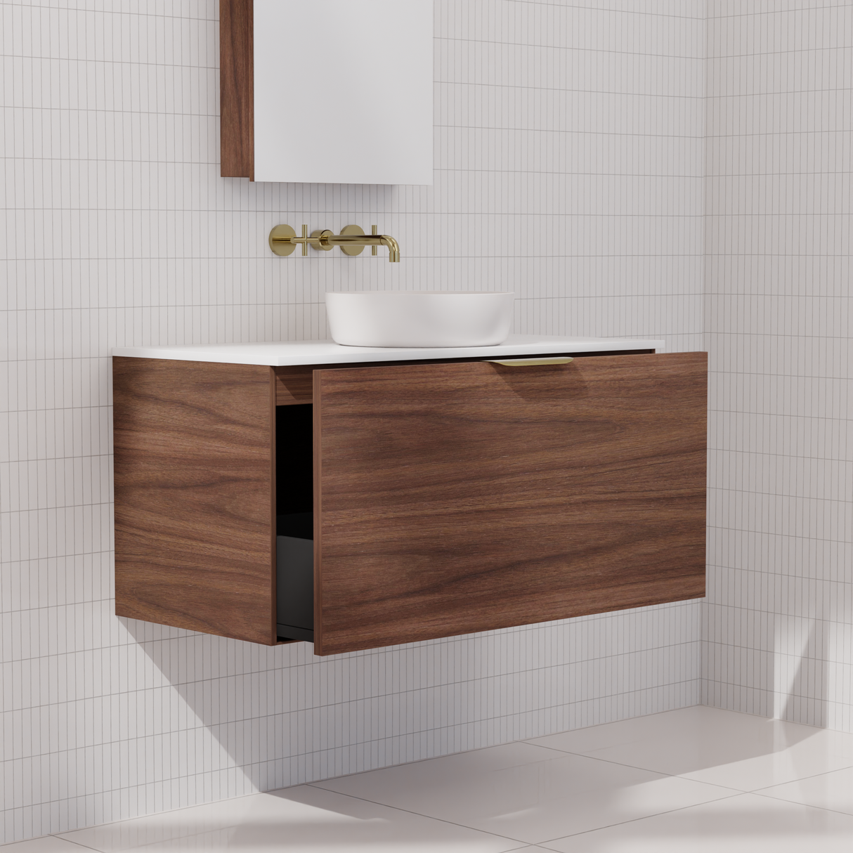 Zoe - 900mm Walnut Wall Hung Vanity