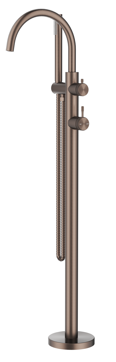 Mica - Fluted Freestanding Bath Mixer with Hand Shower