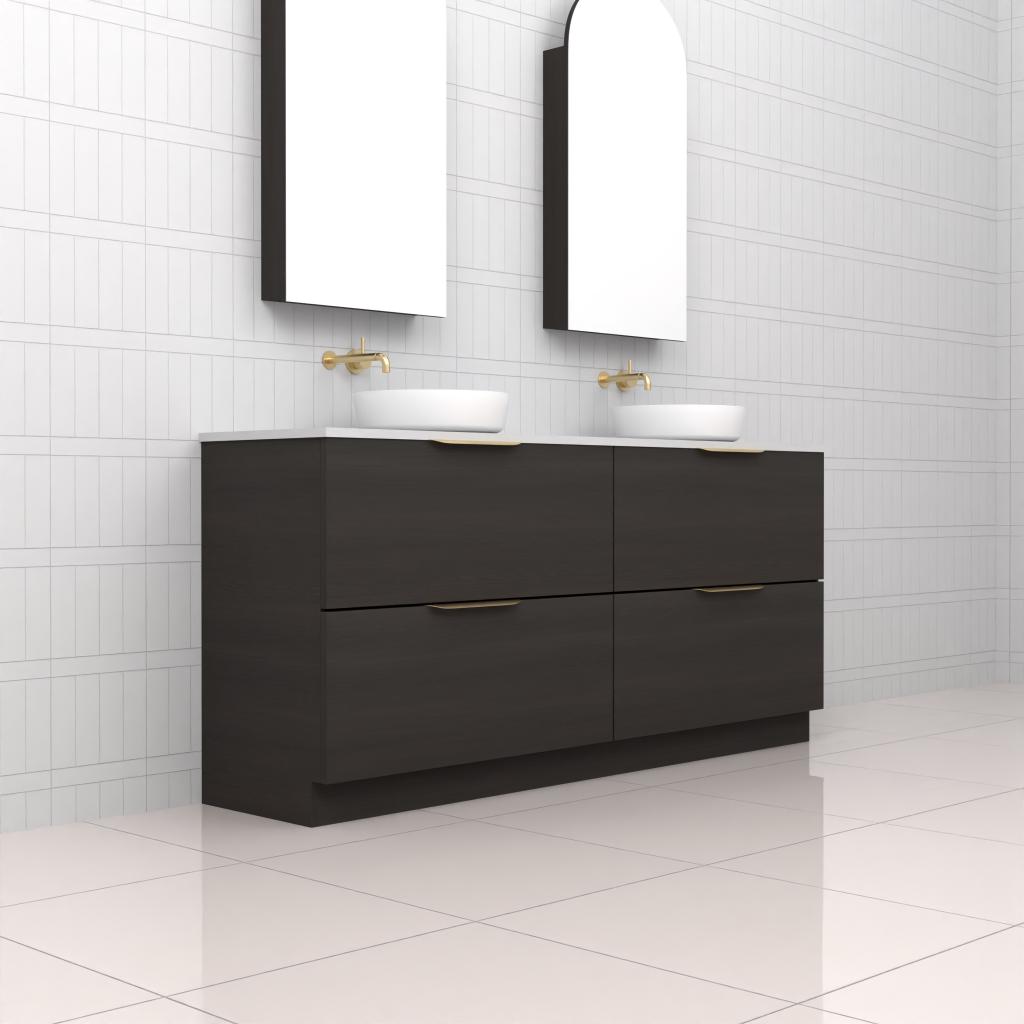 Celeste Duo - 1800mm Smoked Onyx Freestanding Vanity