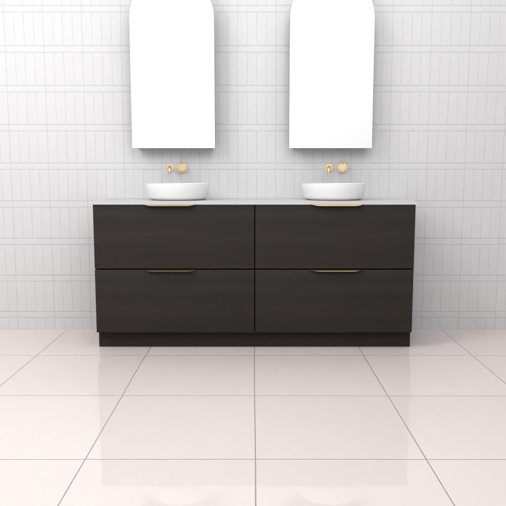Celeste Duo - 1800mm Smoked Onyx Freestanding Vanity