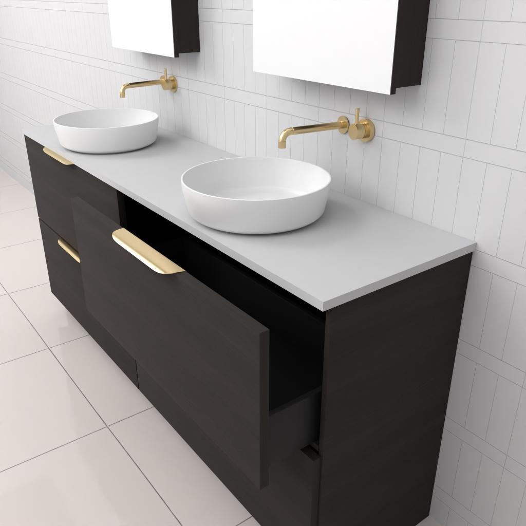 Celeste Duo - 1800mm Smoked Onyx Freestanding Vanity