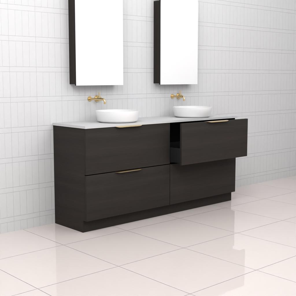 Celeste Duo - 1800mm Smoked Onyx Freestanding Vanity