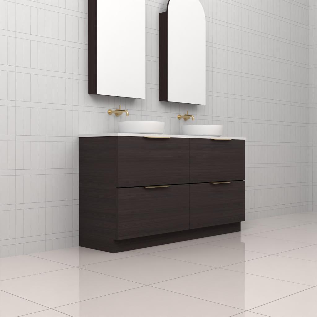 Celeste Duo - 1500mm Espresso Oak Freestanding Vanity
