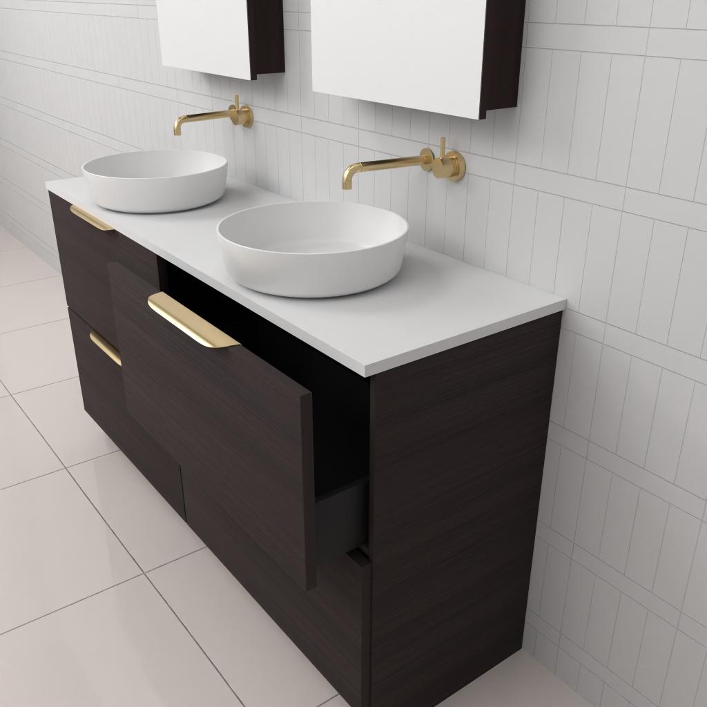 Celeste Duo - 1500mm Espresso Oak Freestanding Vanity