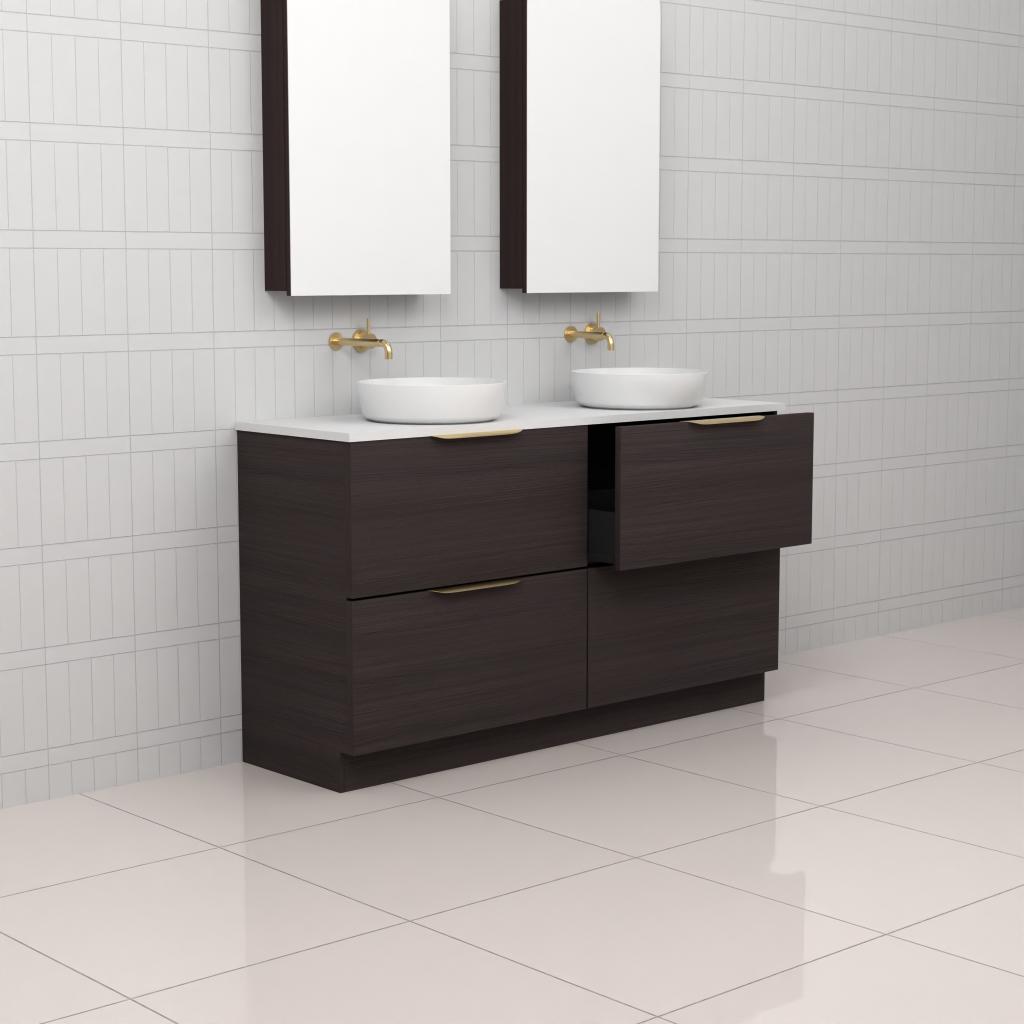 Celeste Duo - 1500mm Espresso Oak Freestanding Vanity