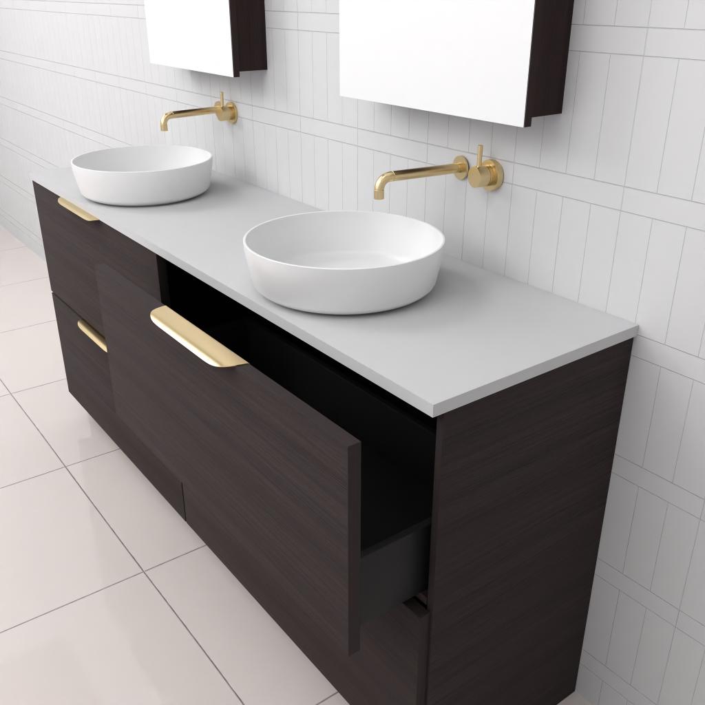 Celeste Duo - 1800mm Espresso Oak Freestanding Vanity
