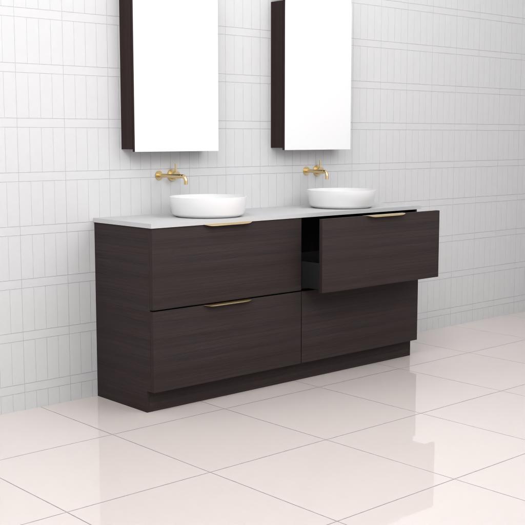 Celeste Duo - 1800mm Espresso Oak Freestanding Vanity
