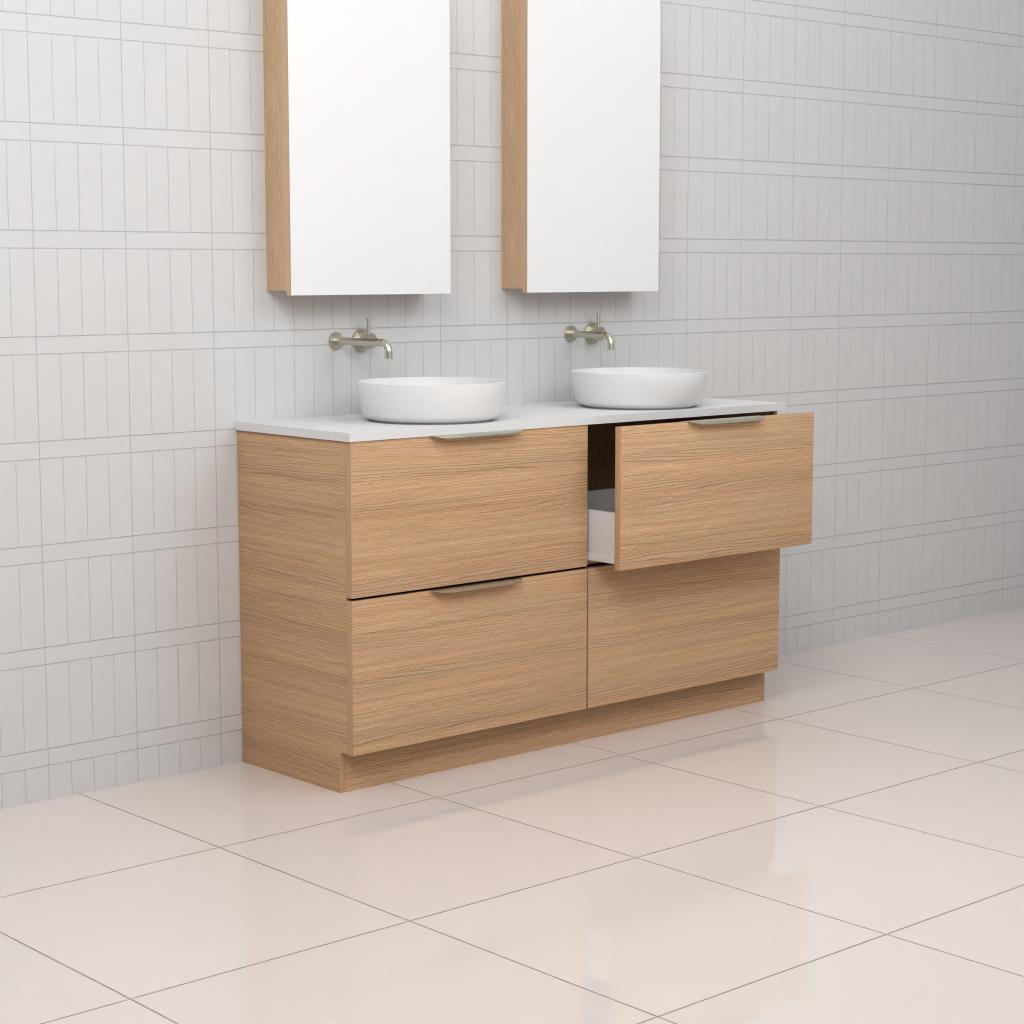 Celeste Duo - 1500mm Nordic Oak Freestanding Vanity