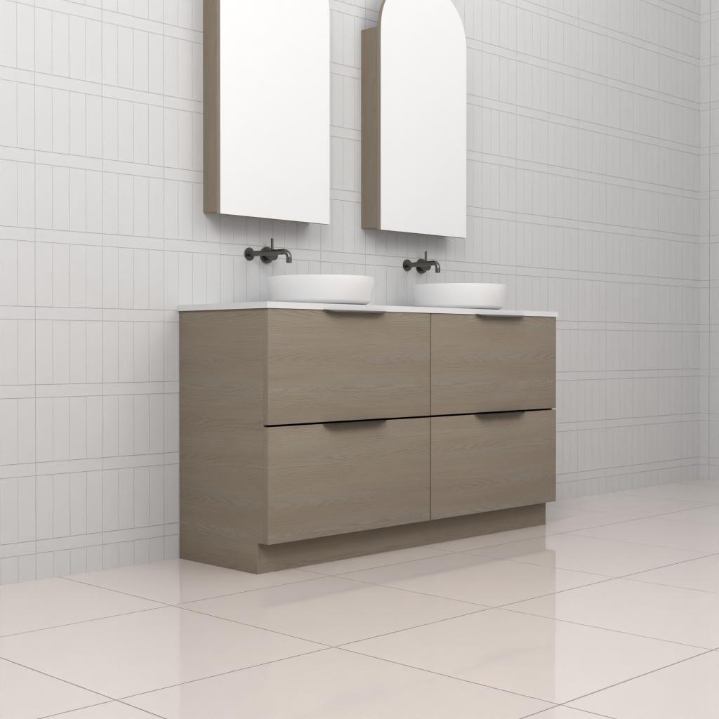 Celeste Duo - 1500mm Smoked Ash Freestanding Vanity