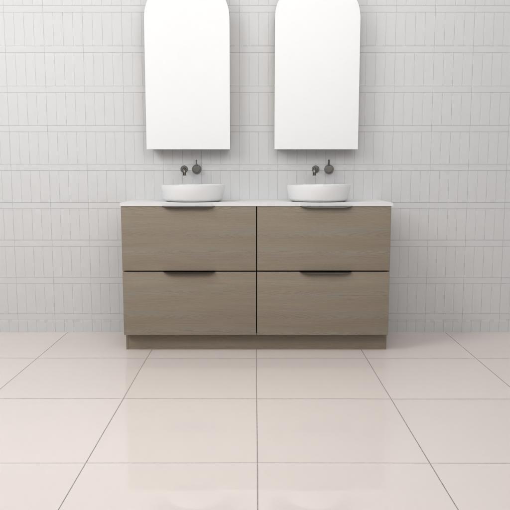 Celeste Duo - 1500mm Smoked Ash Freestanding Vanity