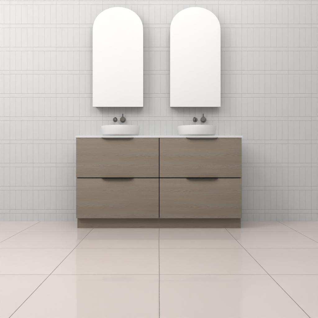 Celeste Duo - 1500mm Smoked Ash Freestanding Vanity