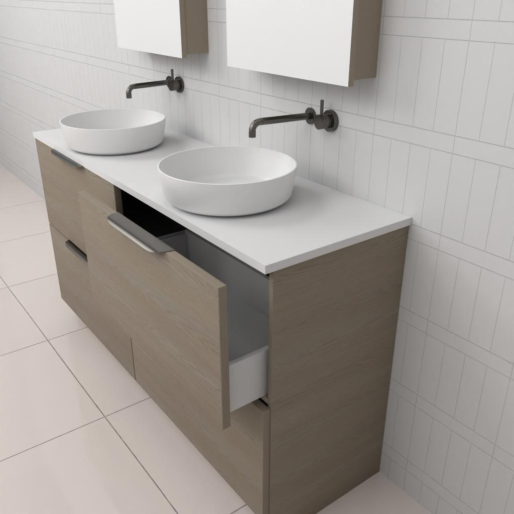 Celeste Duo - 1500mm Smoked Ash Freestanding Vanity