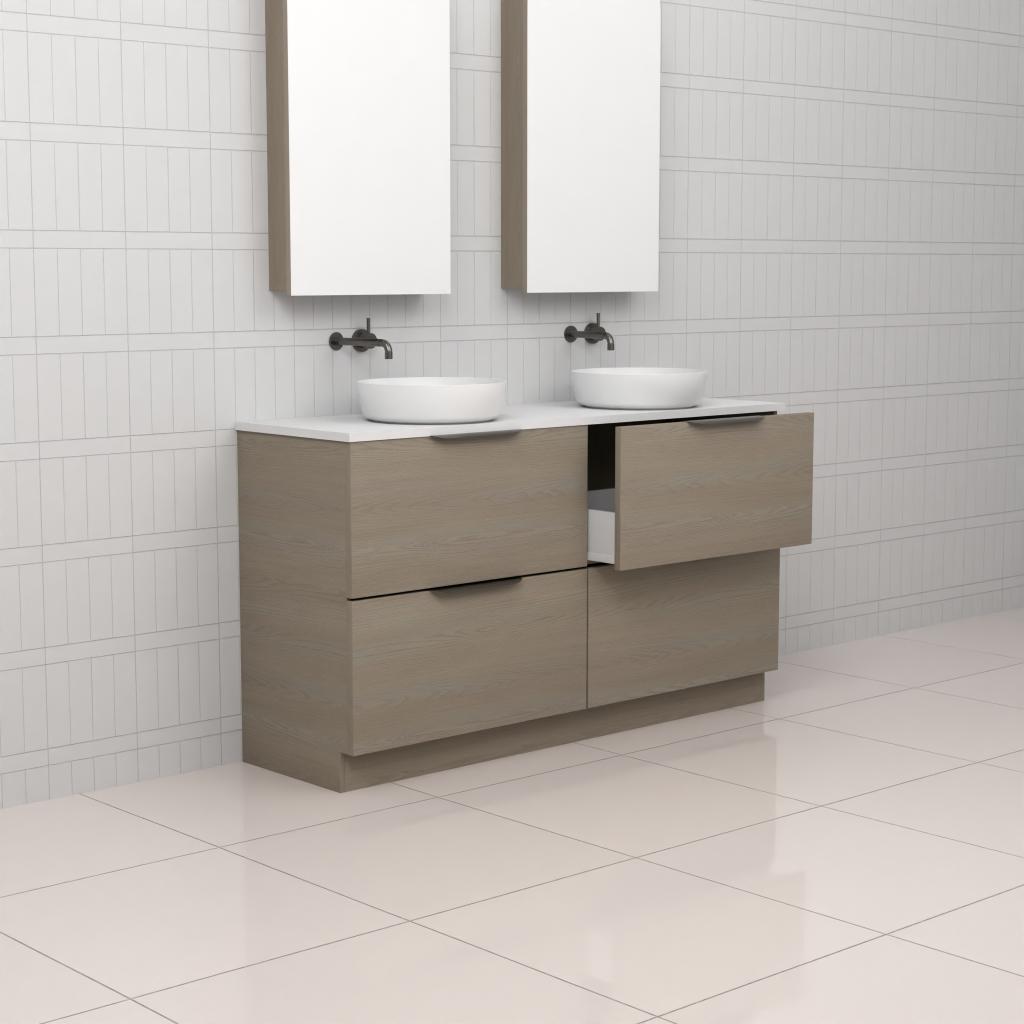 Celeste Duo - 1500mm Smoked Ash Freestanding Vanity