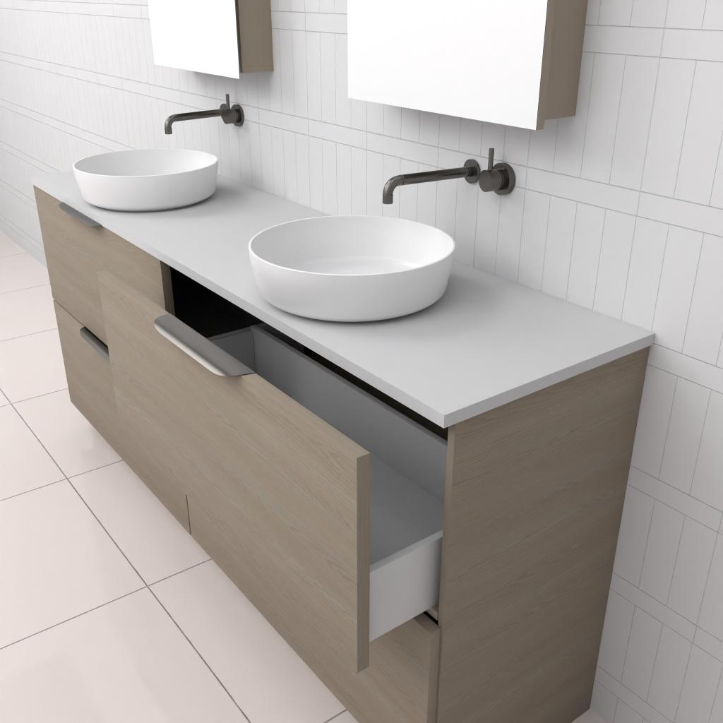 Celeste Duo - 1800mm Smoked Ash Freestanding Vanity