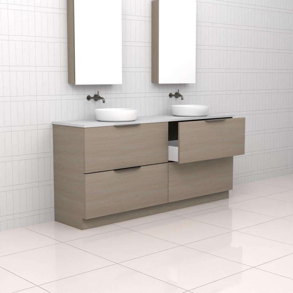 Celeste Duo - 1800mm Smoked Ash Freestanding Vanity