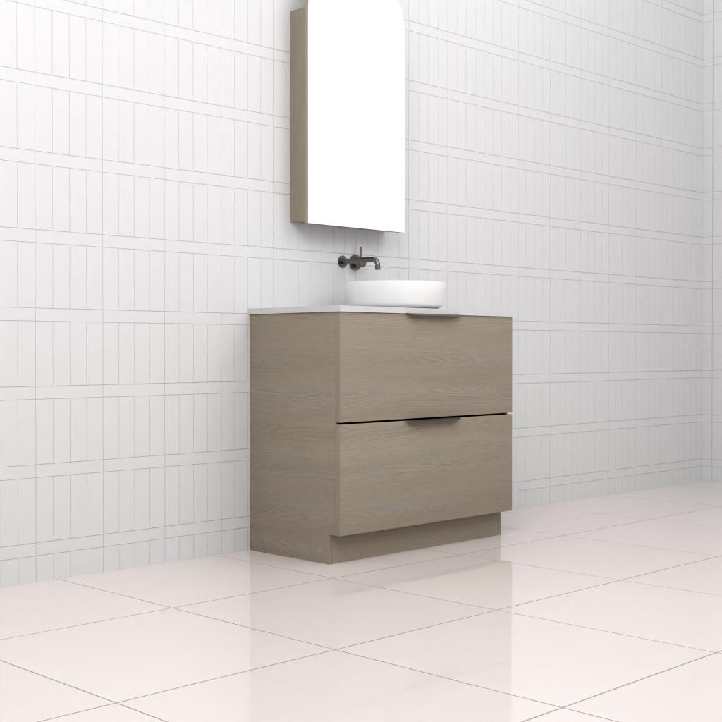 Celeste Duo - 900mm Smoked Ash Freestanding Vanity