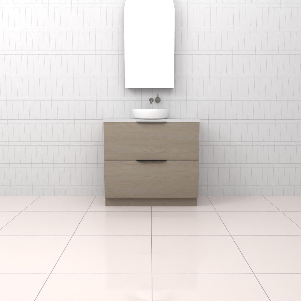 Celeste Duo - 900mm Smoked Ash Freestanding Vanity