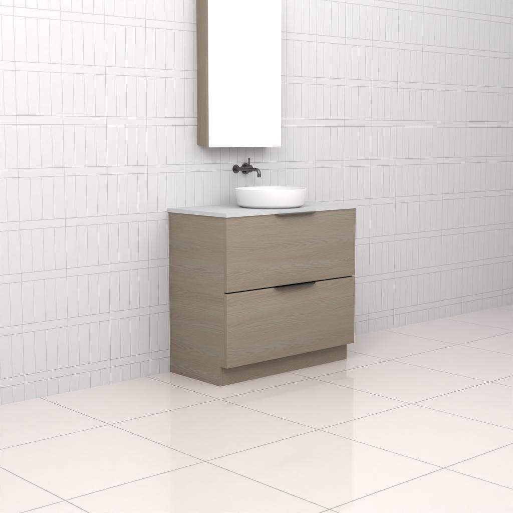 Celeste Duo - 900mm Smoked Ash Freestanding Vanity