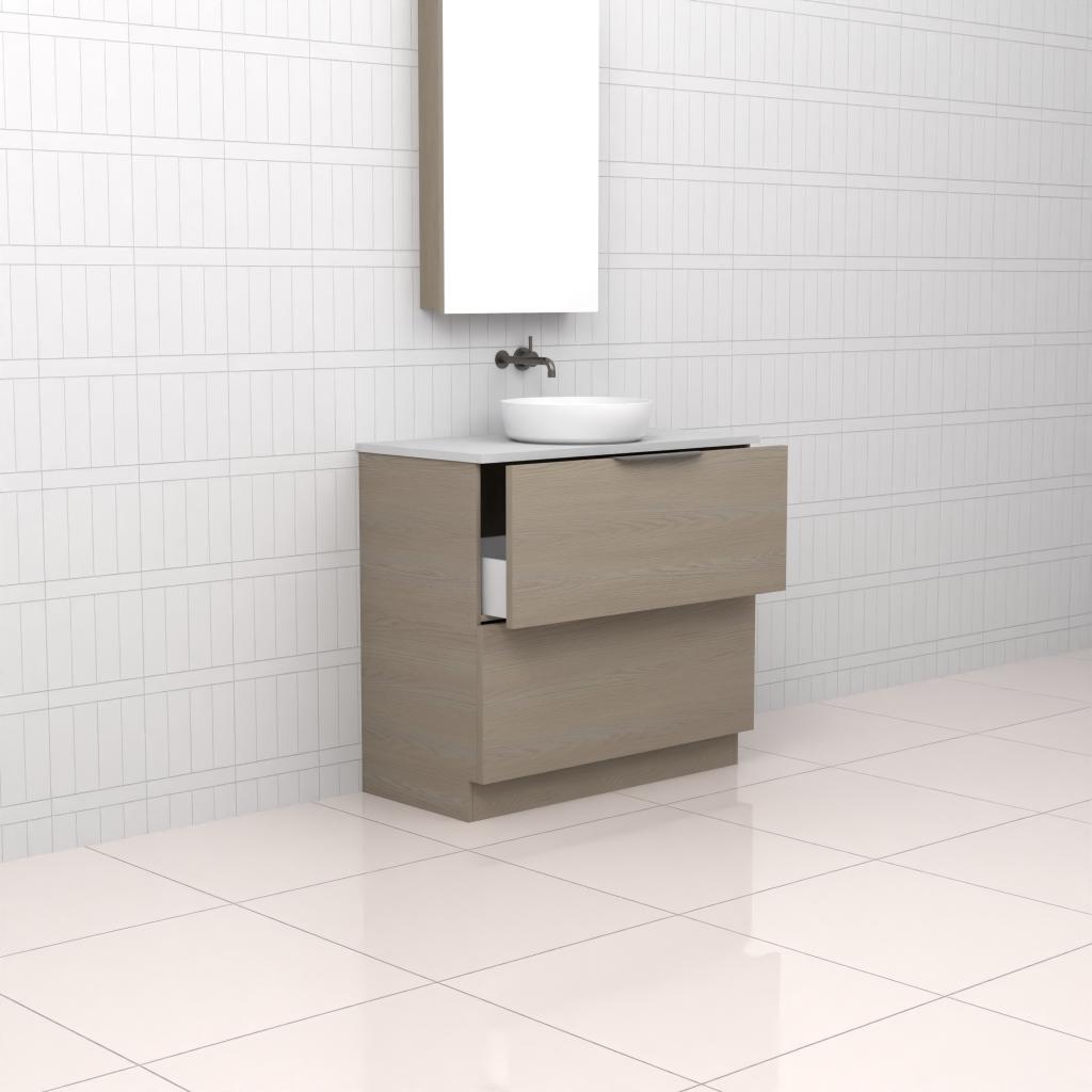 Celeste Duo - 900mm Smoked Ash Freestanding Vanity