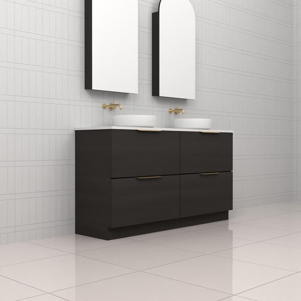 Celeste Duo - 1500mm Smoked Onyx Freestanding Vanity