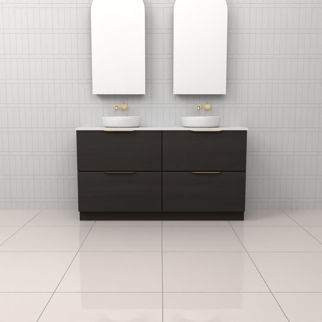 Celeste Duo - 1500mm Smoked Onyx Freestanding Vanity