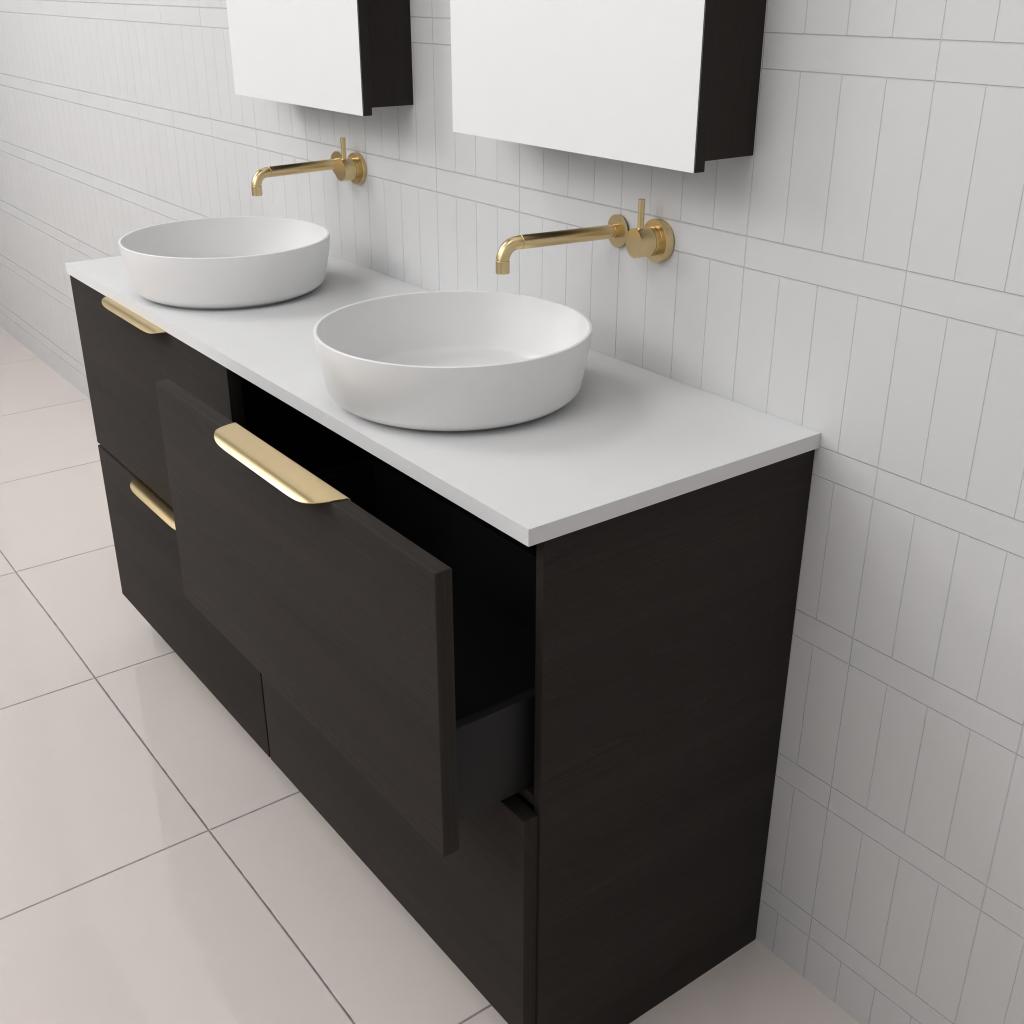 Celeste Duo - 1500mm Smoked Onyx Freestanding Vanity