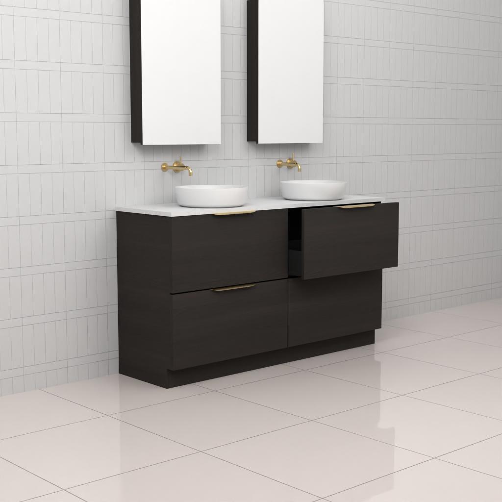 Celeste Duo - 1500mm Smoked Onyx Freestanding Vanity