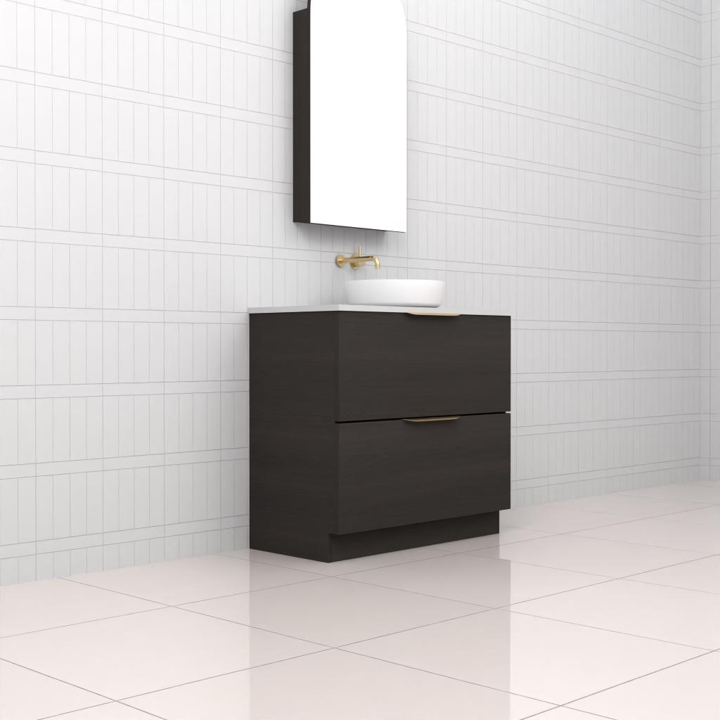 Celeste Duo - 900mm Smoked Onyx Freestanding Vanity
