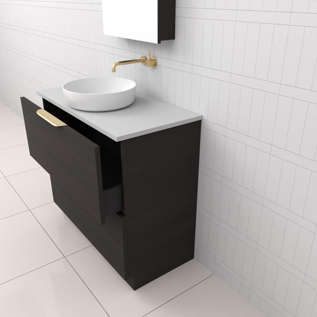 Celeste Duo - 900mm Smoked Onyx Freestanding Vanity
