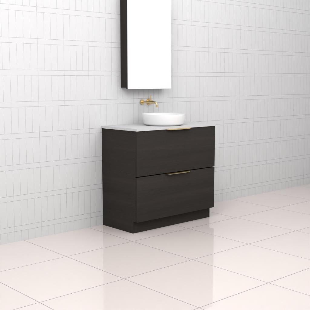 Celeste Duo - 900mm Smoked Onyx Freestanding Vanity