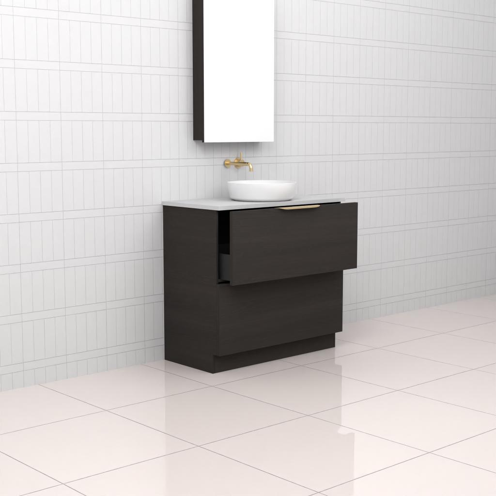 Celeste Duo - 900mm Smoked Onyx Freestanding Vanity