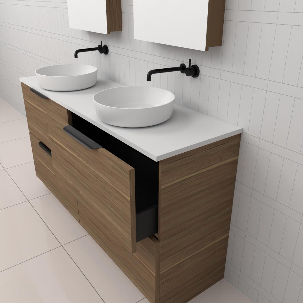 Celeste Duo - 1500mm Tuscan Oak Freestanding Vanity