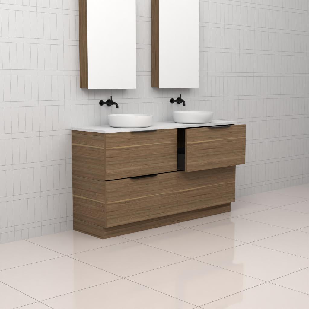 Celeste Duo - 1500mm Tuscan Oak Freestanding Vanity