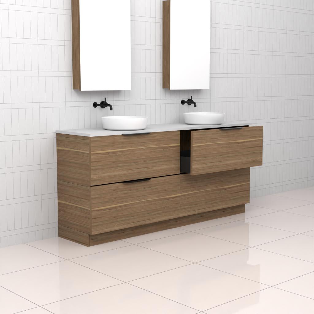 Celeste Duo - 1800mm Tuscan Oak Freestanding Vanity