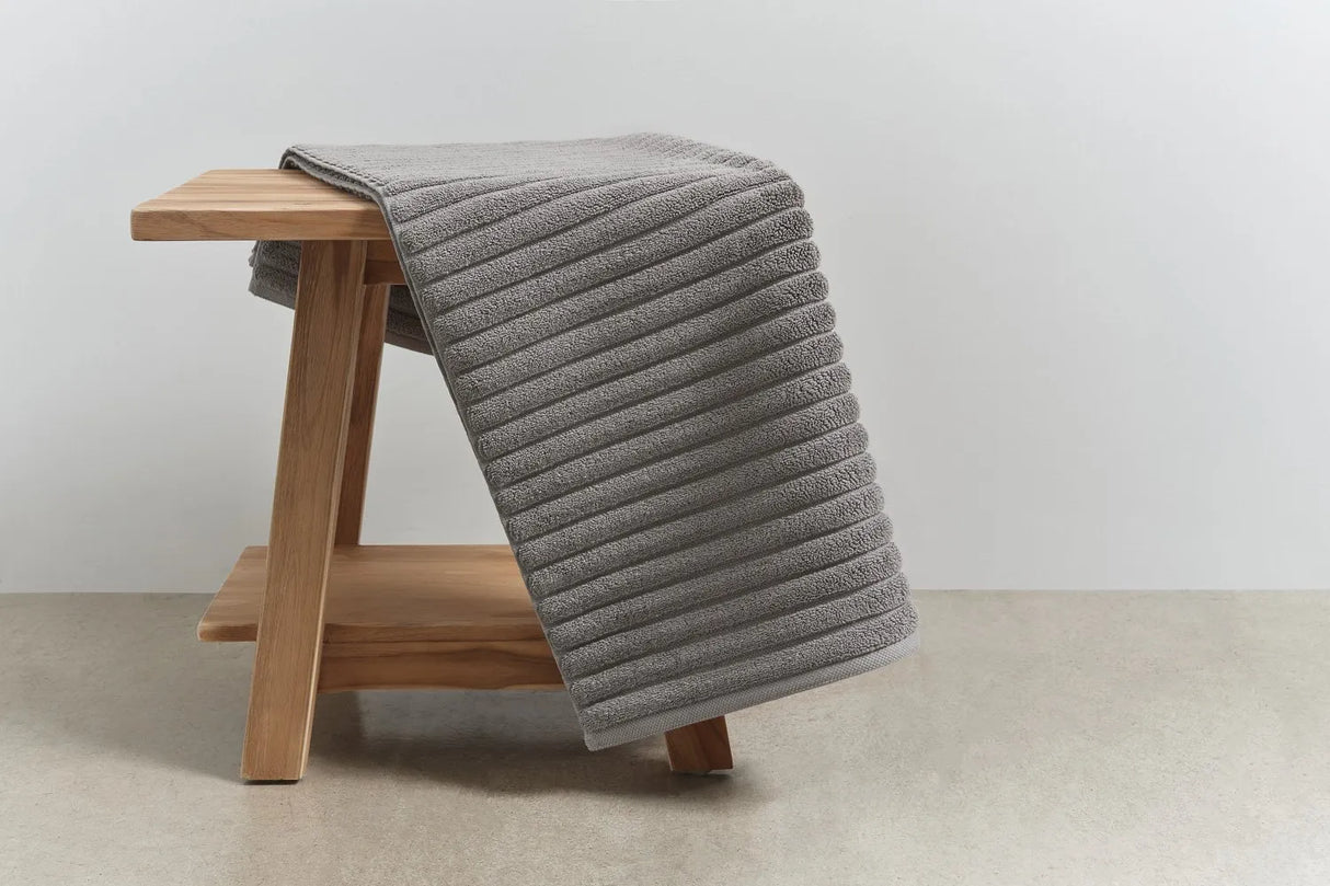 Pure Cotton Long Ribbed Bath Mat, Grey