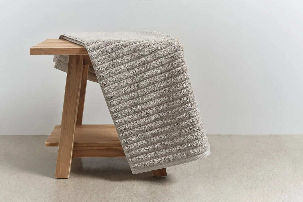 Pure Cotton Long Ribbed Bath Mat, Linen