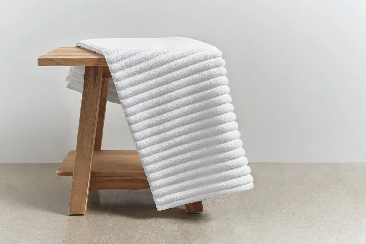 Pure Cotton Standard Ribbed Bath Mat, White