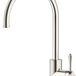 Mica Heritage Gooseneck Sink Mixer in brushed nickel with a curved spout and lever handle.