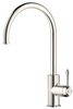 Mica Heritage Gooseneck Sink Mixer in brushed nickel with a curved spout and lever handle.