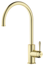 Mica Heritage Gooseneck Sink Mixer in French Gold with a curved spout and lever handle.