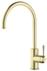 Mica Heritage Gooseneck Sink Mixer in French Gold with a curved spout and lever handle.
