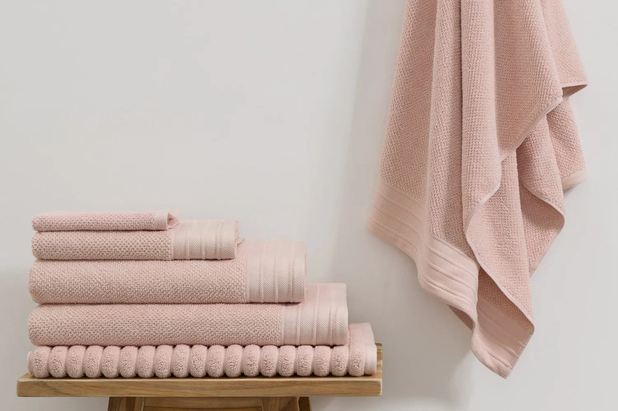Pure Cotton Bath Towel - Jacquard, Blush