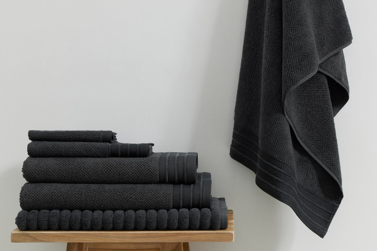 Pure Cotton Bath Towel - Jacquard, Charcoal