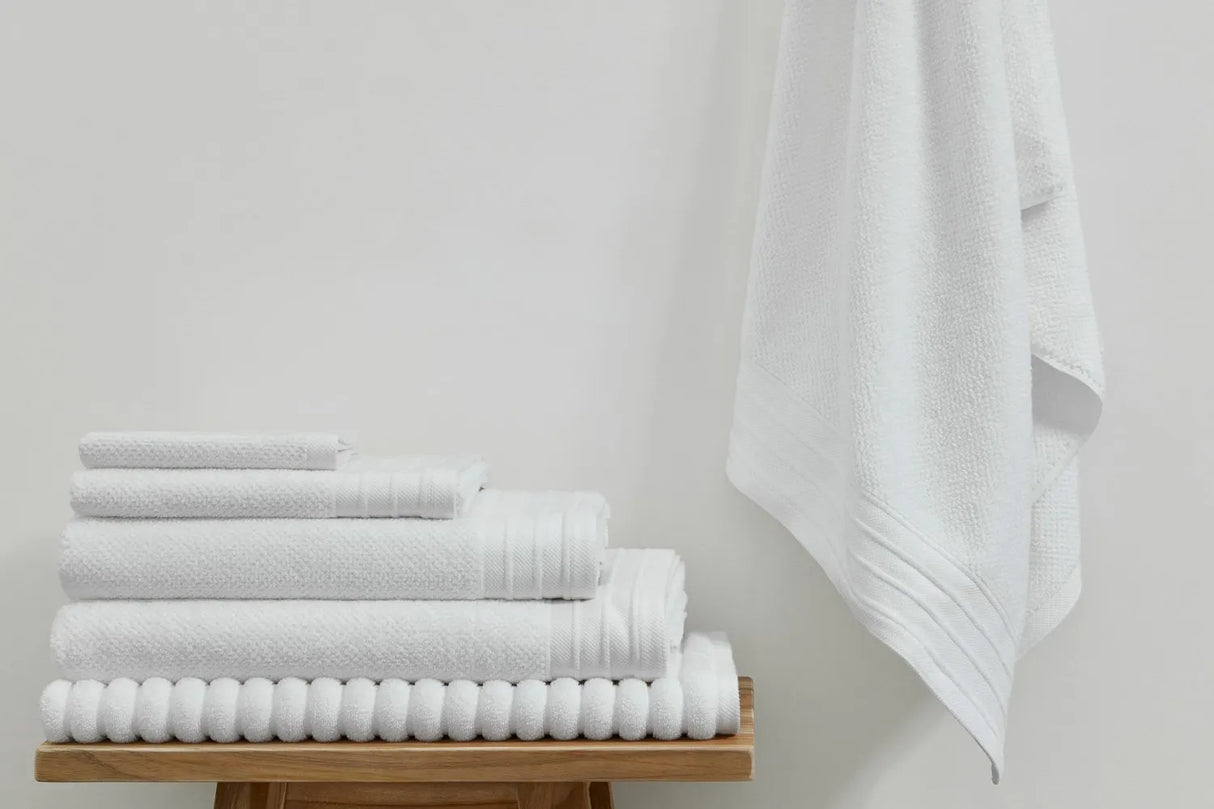 Pure Cotton Bath Towel - Jacquard, White