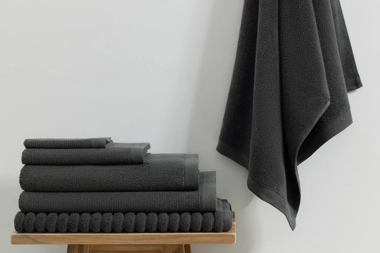Pure Cotton Bath Sheet - Rib, Charcoal